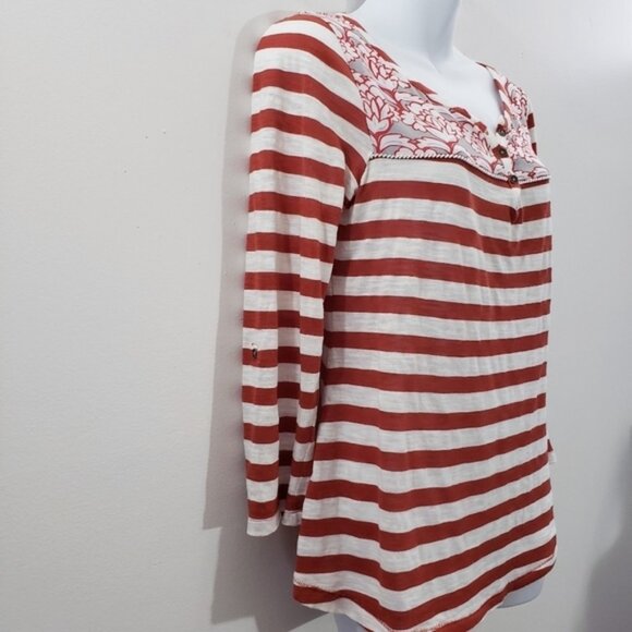 Anthropologie Post Mates Striped Floral Top - Picture 3 of 10